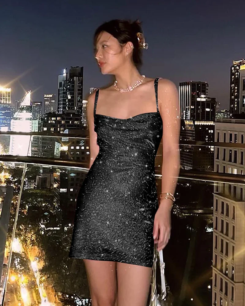 Black Glitter Dress - Image 3