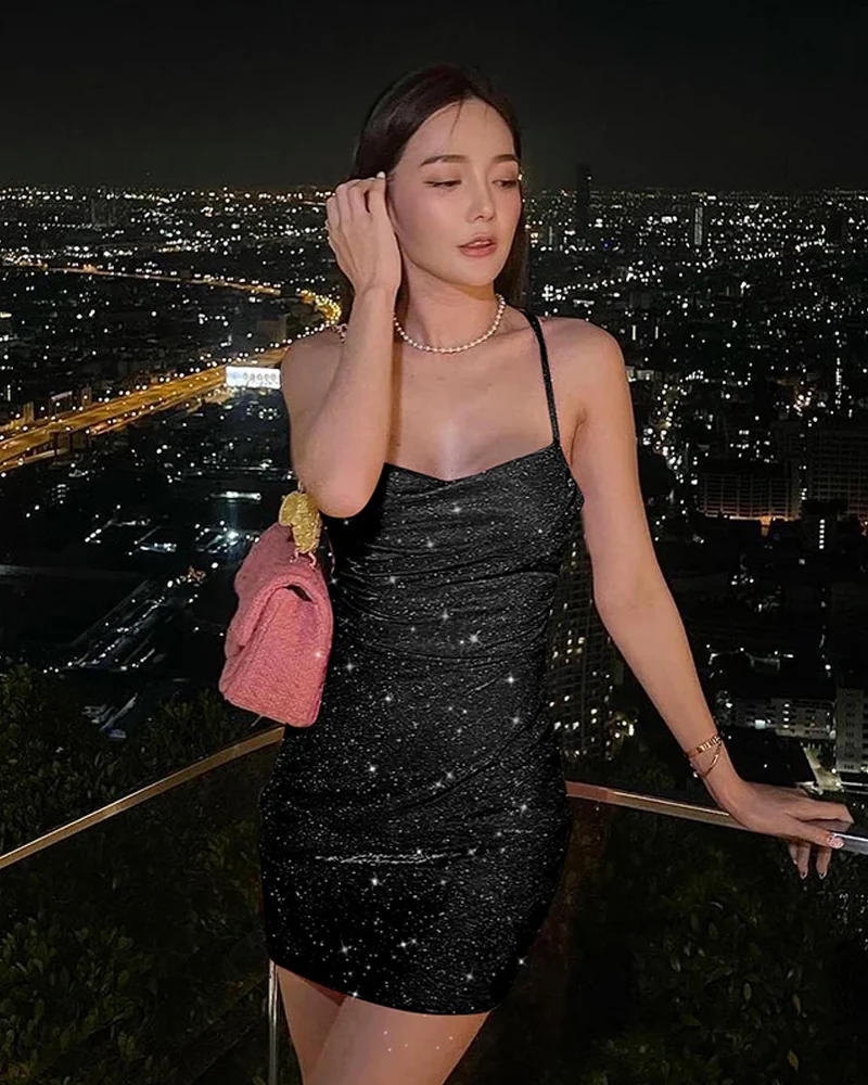 Black Glitter Dress - Image 4