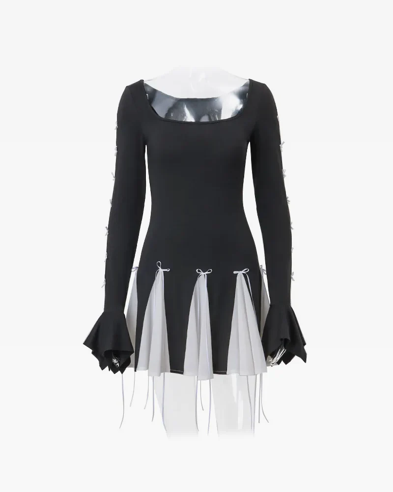 Black Pleated Mini Dress - Image 5