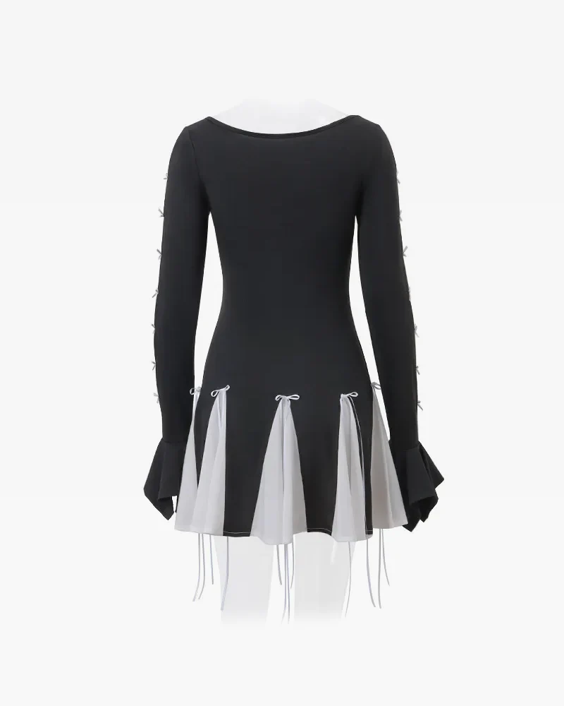 Black Pleated Mini Dress - Image 6