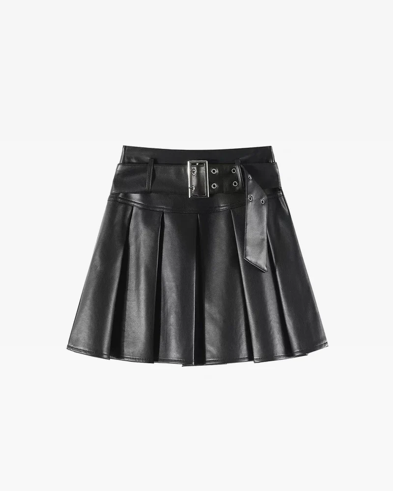 Leather Pleated Skirt - Image 5